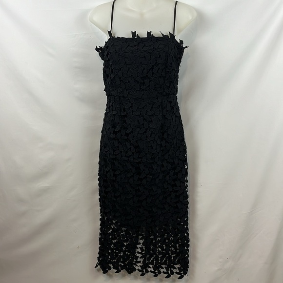 Bardot Liana Leaf Lace Overlay Lined Sleeveless Midi Black Dress Size S - 4 - Picture 4 of 16